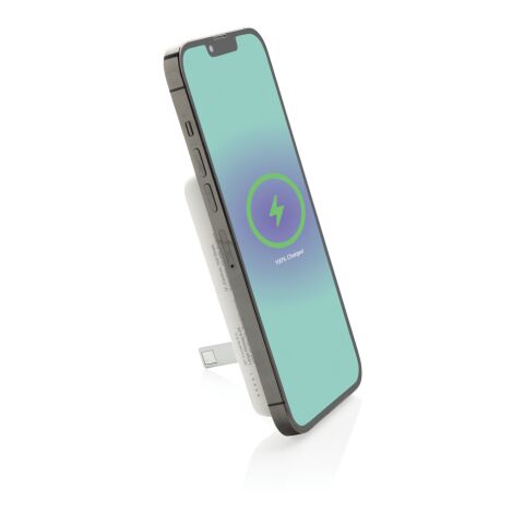 Zen RCS plast 5000 mah 5W magnetisk powerbank i bambu vit | Inget reklamtryck | Inte tillgängligt | Inte tillgängligt