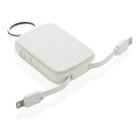 Nexo RCS nyckelringspowerbank 2000 mAh med integrerade kabla vit
