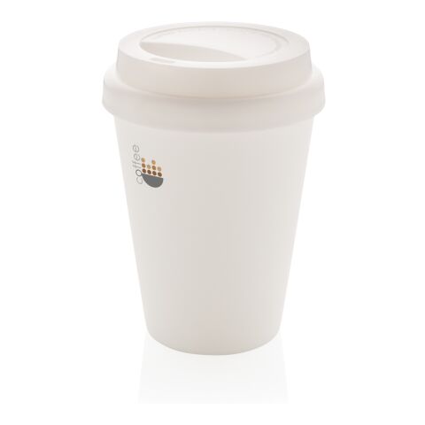 Återanvändningsbar dubbelväggig kaffemugg 300ml vit | Inget reklamtryck | Inte tillgängligt | Inte tillgängligt