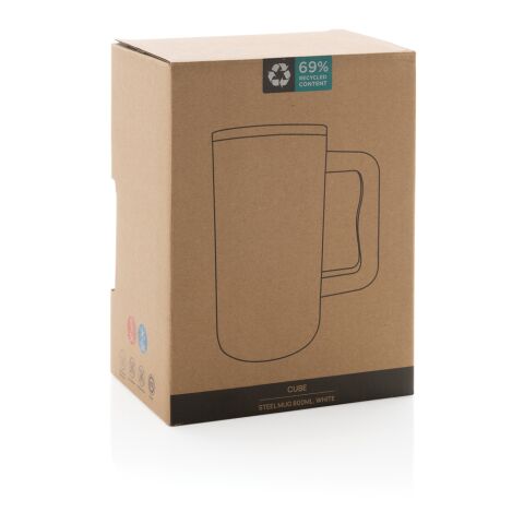 Cube RCS-certifierad kontorsmugg i återvunnet stål 800 ml. vit | Inget reklamtryck | Inte tillgängligt | Inte tillgängligt
