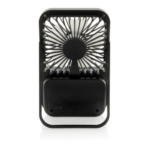 Aervina laddningsbar bordsfläkt i RCS återvunnen plast svart | Inget reklamtryck | Inte tillgängligt | Inte tillgängligt
