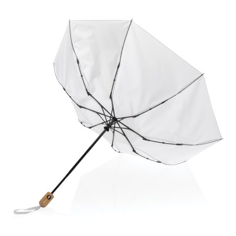 21" Impact AWARE™ RPET 190T auto open/close paraply m. bambu vit | Inget reklamtryck | Inte tillgängligt | Inte tillgängligt
