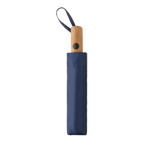 Kaycey 21” AWARE™ RPET Acacia trä mini paraply auto open marinblå | Inget reklamtryck | Inte tillgängligt | Inte tillgängligt