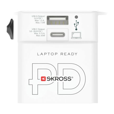 SKROSS World Travel Adapter MUV 65W PD med USB C-kabel vit | Inget reklamtryck | Inte tillgängligt | Inte tillgängligt