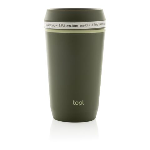 Topl To Go-glas av återvunnen plast Patenterat 360-lock 354 grön | Inget reklamtryck | Inte tillgängligt | Inte tillgängligt