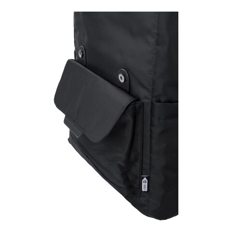 Flap-ryggsäck av RPET-polyestertwill (290T) Marlowe Svart | Inget reklamtryck | Inte tillgängligt | Inte tillgängligt