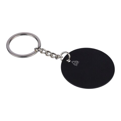 Recycled stainless steel round keychain Risa Svart | Inget reklamtryck