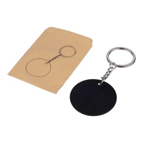 Recycled stainless steel round keychain Risa Svart | Inget reklamtryck | Inte tillgängligt | Inte tillgängligt