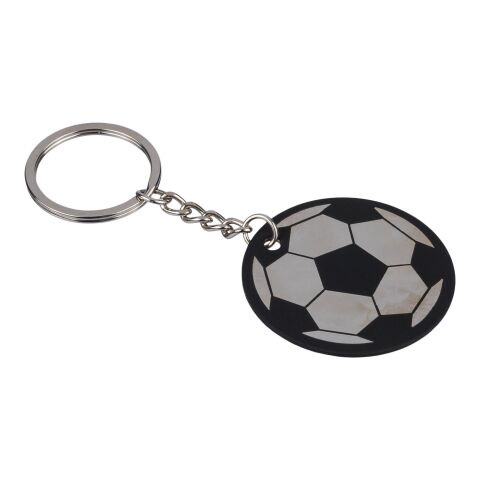 Recycled stainless steel soccer ball keychain Ciro Svart | Inget reklamtryck