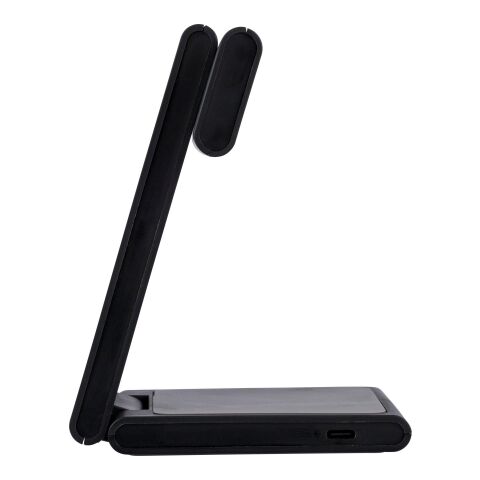 Recycled ABS 3-in-1 magnetic wireless charger Valerio Svart | Inget reklamtryck