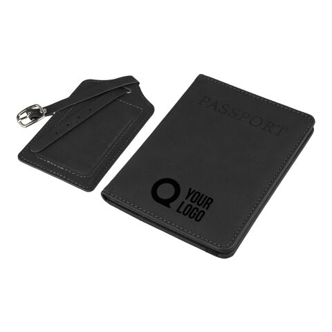 Recycled PU passport holder and luggage label Zani Svart | Inget reklamtryck | Inte tillgängligt | Inte tillgängligt