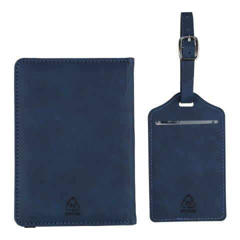 Recycled PU passport holder and luggage label Zani Blå | Inget reklamtryck | Inte tillgängligt | Inte tillgängligt