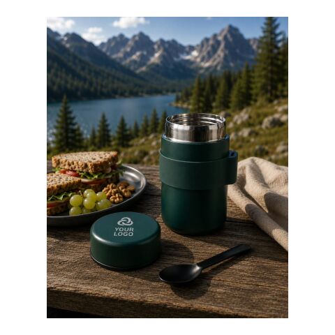 Stainless steel double walled lunch pot Niko Svart