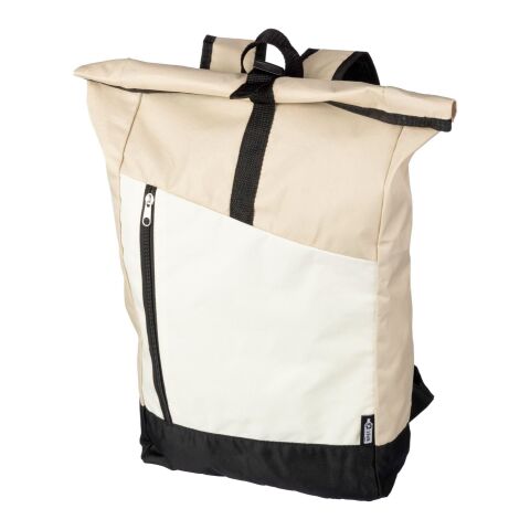 rPET (600D) roll-top backpack Marlene beige