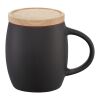 Hearth keramisk mugg med trä lock/fat Svart-Röd