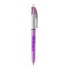 BIC® 4 Colours Fashion kulpenna vit-Purple pastel | 1-färgat Skärmtryck | Pennkropp-Klips centrerad | 30.00 mm x 43.00 mm