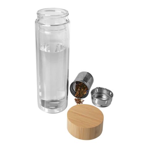 Bailey infusionsflaska i borsilikatglas med bambulock, 400 ml Standard | vit | Inget reklamtryck | Inte tillgängligt | Inte tillgängligt