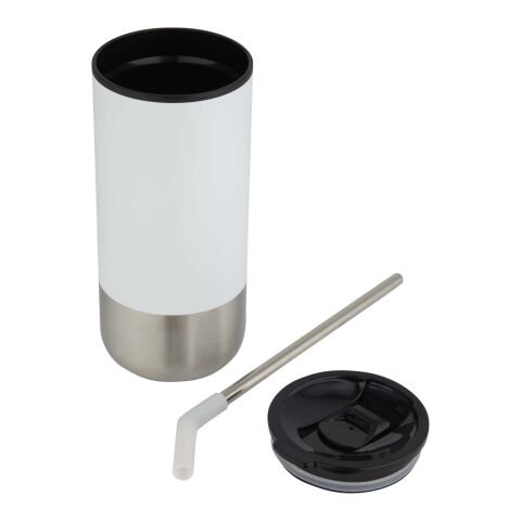 Grayson 480 ml RCS-återvunnen isolerad termos med sugrör Standard | Vit | Inget reklamtryck | Inte tillgängligt | Inte tillgängligt