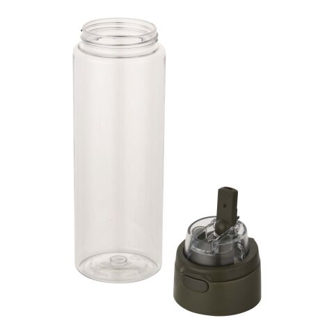 Theron 700 ml vattenflaska i återvunnen plast från RCS med lock med dubbla funktioner och utfällbart sugrör Skogsgrön