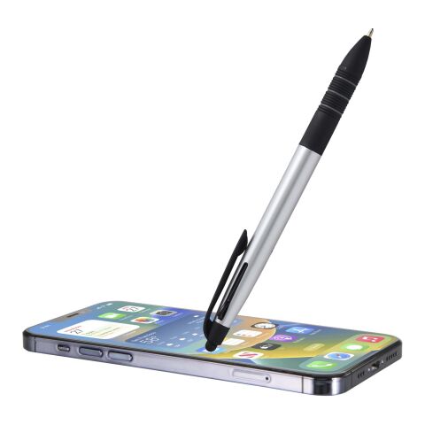 Trine 3-i-1 kulspetspenna med touchfunktion av RCS-återvunnet material Standard | Silver | Inget reklamtryck | Inte tillgängligt | Inte tillgängligt