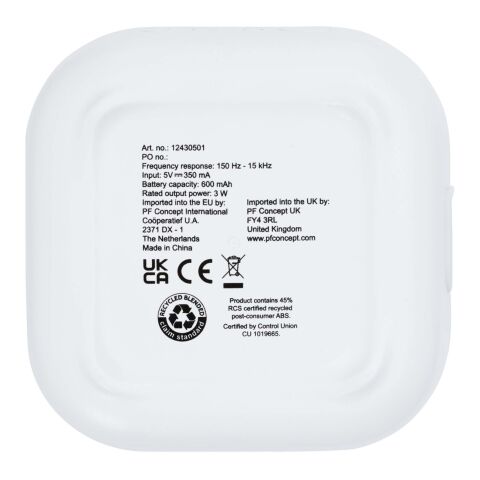 Stark 2.0 mini-Bluetooth®-högtalare av RCS-återvunnen plast på 3 W Standard | vit | Inget reklamtryck | Inte tillgängligt | Inte tillgängligt