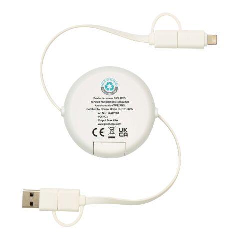 Alasia 5-i-1 100 cm utdragbar datasynkroniserings- och 45 W snabbladdningskabel av återvunnen plast och aluminium Standard | Silver | Inget reklamtryck | Inte tillgängligt | Inte tillgängligt