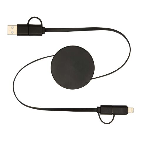 Citala 5-i-1 90 cm utdragbar datasynkroniserings- och 40 W snabbladdningskabel av återvunnen plast Standard | svart | Inget reklamtryck | Inte tillgängligt | Inte tillgängligt