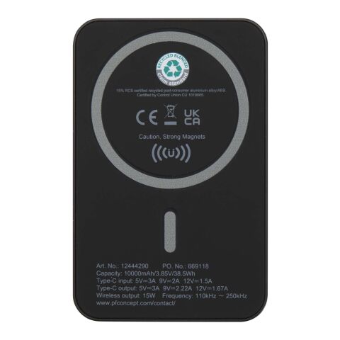 Acrab 10 000 mAh 15 W magnetisk trådlös powerbank med 20 W PD – tillverkad av återvunnen plast Standard | Svart | Inget reklamtryck | Inte tillgängligt | Inte tillgängligt