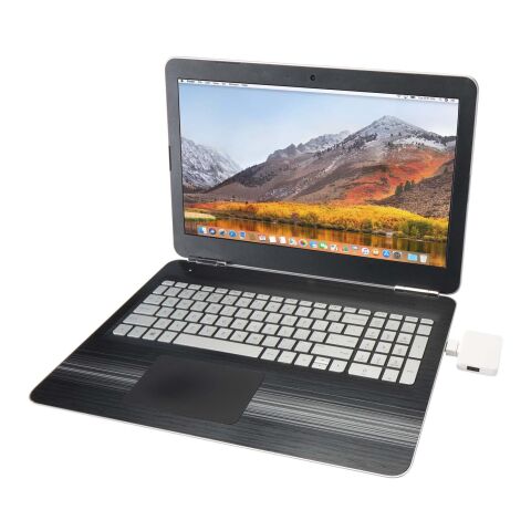 Gaia 4-portars USB-hubb med USB-A- och Typ-C-utgång och dubbla ingångar – tillverkad av återvunnen plast Standard | Vit | Inget reklamtryck | Inte tillgängligt | Inte tillgängligt