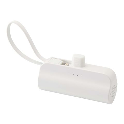 Alnair 5 000 mAh 10 W Type-C powerbank av återvunnen plast med inbyggt flipstativ och 2-i-1-kabel Standard | Vit | Inget reklamtryck | Inte tillgängligt | Inte tillgängligt