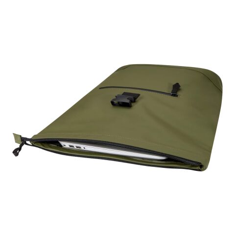 Resi Plus 15 tums ryggsäck med rulltopp av GRS-återvunnet material, 18 l Skogsgrön | 1-färgat Broderi | front | 60 mm x 60 mm | Inte tillgängligt