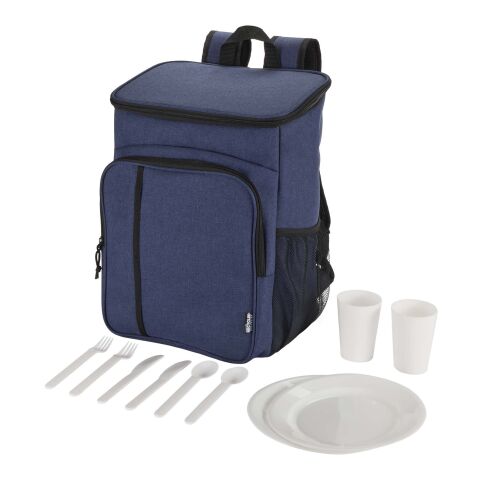 Tundra picknick kylryggsäck av återvunnen GRS med serveringsset, 20 l Melerad marinblå