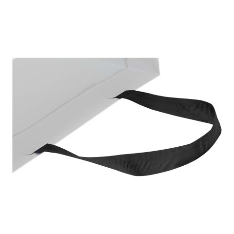 Smartfold 230 g/m² papperspåse med satinhandtag och glansig laminering – 31 x 12 x 31 cm Svart