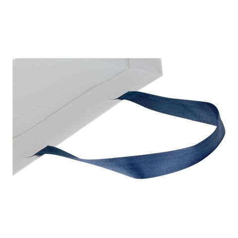 Smartfold 230 g/m² papperspåse med satinhandtag och glansig laminering – 31 x 12 x 39 cm Blå