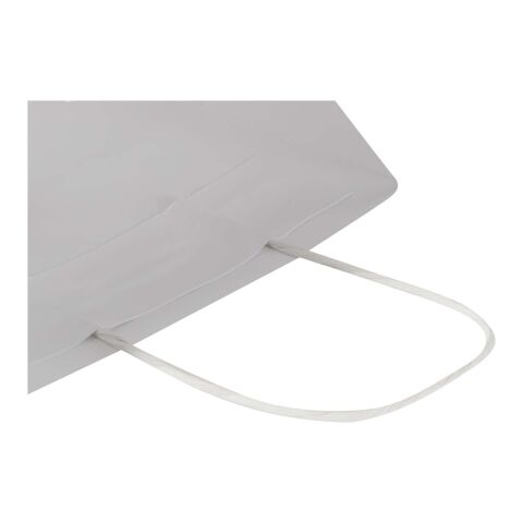 Papperspåse i kraftpapper 120 g/m² med tvinnade handtag – 18 x 9 x 23 cm vit