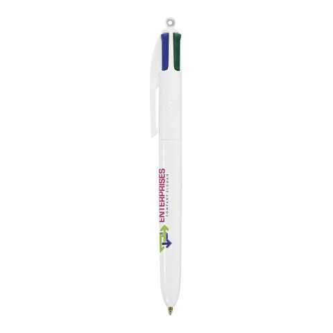BIC® 4 Colours kulpenna Vit | 1-färgat Skärmtryck | Pennkropp-höger klips | 30.00 mm x 43.00 mm