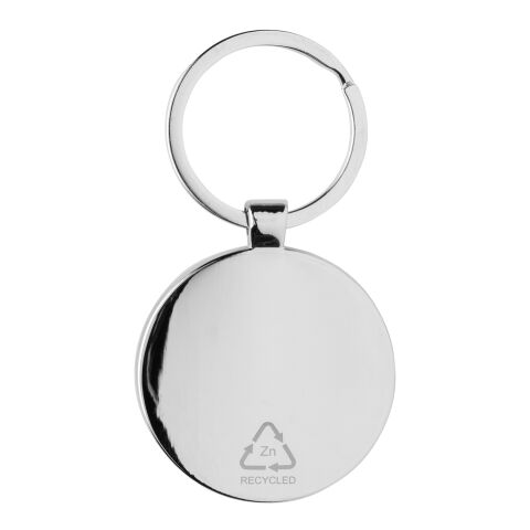 Rund nyckelring i RCS återvunnen zinklegering med bambu silver-brun | Inget reklamtryck | Inte tillgängligt | Inte tillgängligt