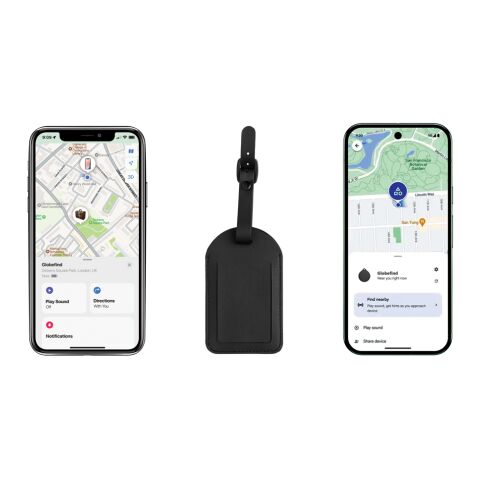 Globefind Dual RCS bagagetagg med global spårning svart | Inget reklamtryck | Inte tillgängligt | Inte tillgängligt