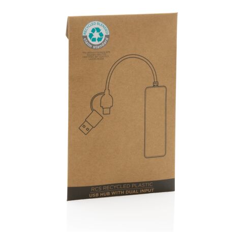 USB hub i RSC återvunnen plast med dubbel input svart | Inget reklamtryck | Inte tillgängligt | Inte tillgängligt