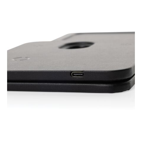 Swiss Peak 3i1 RCS återvunnen PU trådlös laddare bricka svart | Inget reklamtryck | Inte tillgängligt | Inte tillgängligt