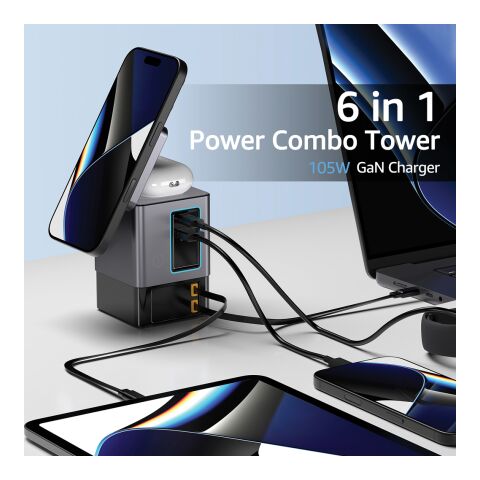 Urban Vitamin Sacramento 105WGAN laddare med utdragbara kabl grå-svart | Inget reklamtryck | Inte tillgängligt | Inte tillgängligt