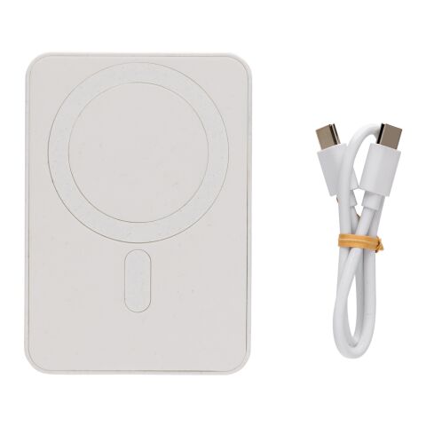 Magnetix 5.000mAh magnetisk powerbank, RCS återvunnen plast vit | Inget reklamtryck | Inte tillgängligt | Inte tillgängligt