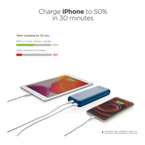 Urban Vitamin Pasadena 20.000 mAh 18W PD powerbank blå | Inget reklamtryck | Inte tillgängligt | Inte tillgängligt