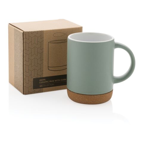 Keramikmugg med korkbotten grön