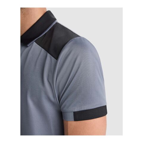 Samurai 160 g/m2 antibakteriell kortärmad unisex-pikétröja  Lead-Svart | L