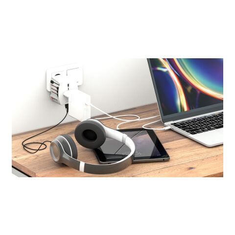 SKROSS World Travel Adapter MUV 2-polig med USB A och C vit | Inget reklamtryck | Inte tillgängligt | Inte tillgängligt