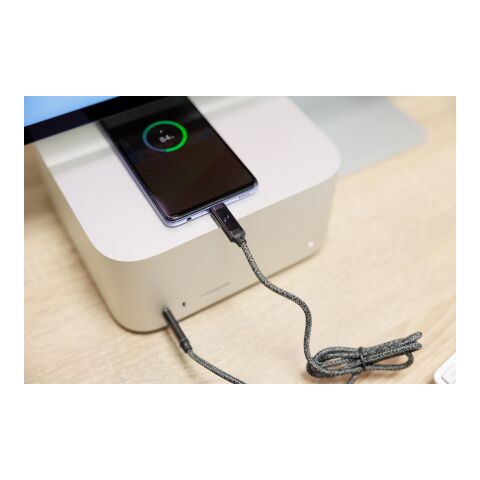Nylon fabric charging cable 65W Claudia Ljusgrå | Inget reklamtryck | Inte tillgängligt | Inte tillgängligt
