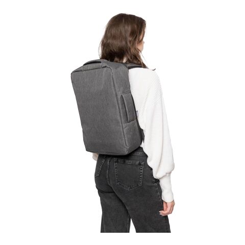 rPET (300D) polyester laptop backpack Eulalia Svart | Inget reklamtryck | Inte tillgängligt | Inte tillgängligt