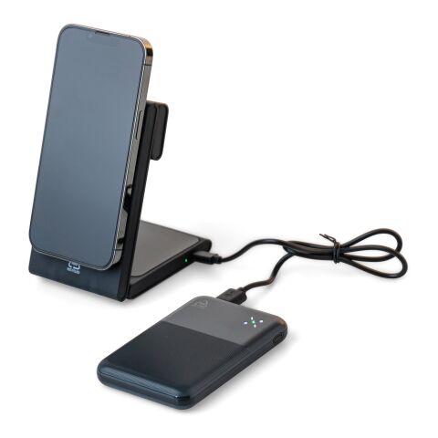 Recycled ABS wireless charger powerbank Miren Svart | Inget reklamtryck