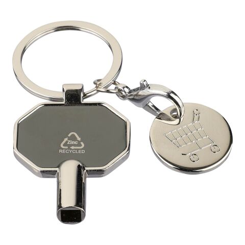 Recycled zinc alloy radiator bleed keychain Mara Svart | Inget reklamtryck